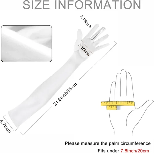 Vista 4 de Guantes largos de fiesta de ópera para mujer, guantes de satén de los años 20 y 20, disfraces hasta el codo, vestido de noche nupcial, 22 pulgadas