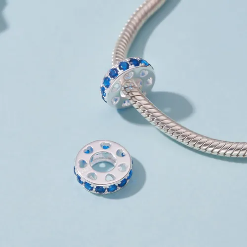 Vista 28 de 925 plata esterlina espaciador encanto grano con CZ transparente para pulseras Pandora Charms