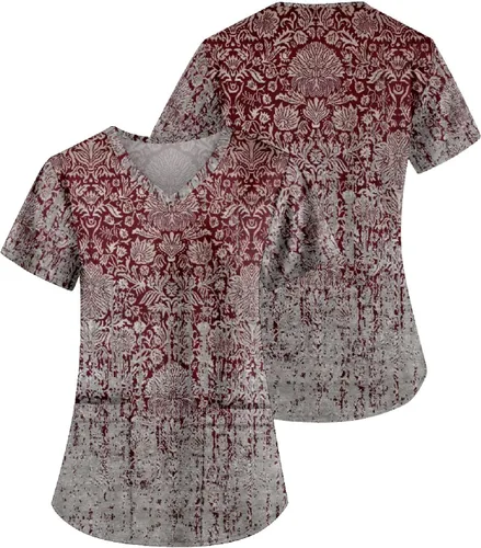 Vista 2 de Ropa quirúrgica para mujer, cómoda, ligera, duradera, suave, elástica, con cuello en V, camiseta médica