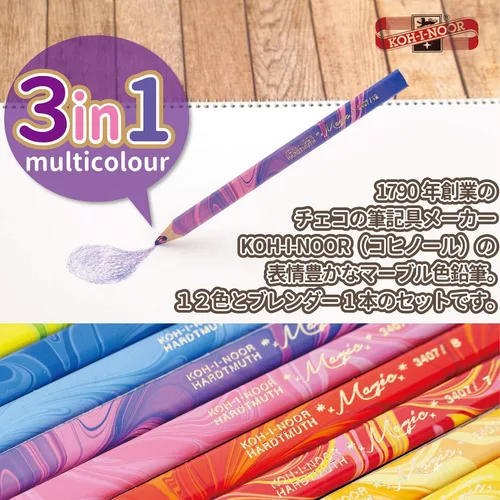 Vista 2 de Lápices de colores KOH-I-NOOR MAGIC Jumbo, (perfil triangular, paquete de 13)