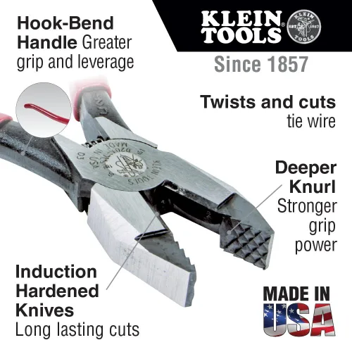 Vista 3 de Klein Tools Alicates Linesman + almohadilla de carrete de alambre para atar