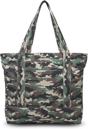 Vista 21 de TOPDesign Paquete de 1 bolsa de lona con bolsillo externo, bolsa de compras reutilizable para comestibles, cierre de cremallera superior, artículos