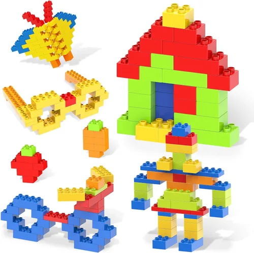 Vista 13 de PicassoTiles Juego de 200 piezas de bloques de construcción de ladrillos de construcción grandes, juego de ladrillos STEM, juego de aprendizaje