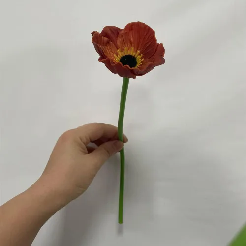 Vista 3 de Rikyo 10 ramos de flores artificiales de 11 pulgadas, flores de amapola, anémona sintética de poliuretano, flores silvestres falsas para mesa