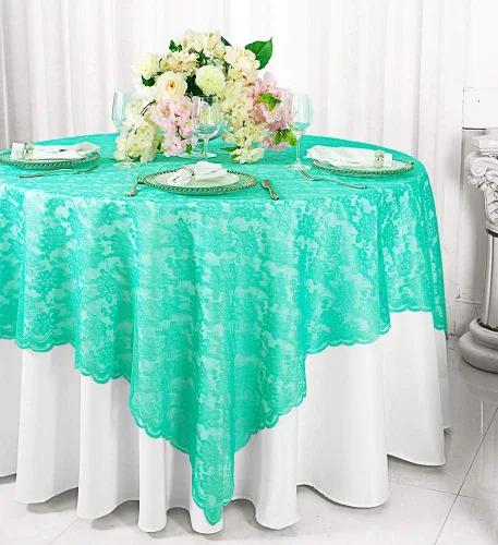 Vista 4 de Superposiciones cuadradas de encaje de 54 pulgadas, manteles de encaje, manteles de encaje, manteles de encaje para decoración de bodas, eventos