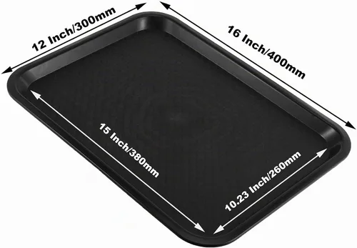 Vista 2 de SHEUTSAN 8 paquetes de bandejas de plástico de 16 x 12 pulgadas para comida rápida, bandejas rectangulares antideslizantes para servicio
