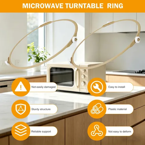 Vista 3 de 2pcs 8.8" Microwave Turntable Ring, Oven Tray Support, Outer Diameter: 8.8 in / 22.2 cm, Roller Height 15 mm
