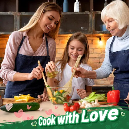 Vista 4 de Cuchara de bambú en forma de corazón para cocinar, cocina de madera con cuchara de amor, utensilios de cocina, regalos para abuela, mamá, pareja
