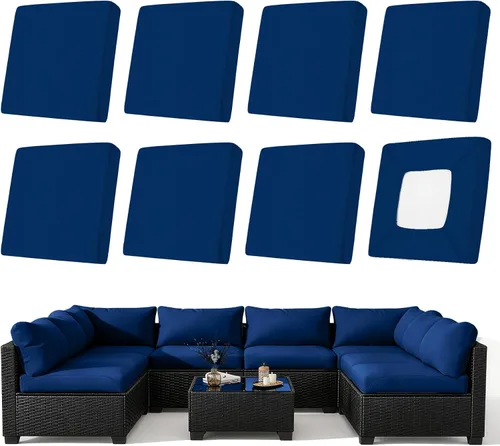 Vista 16 de NettyPro Juego de 4 fundas elásticas para cojines de asiento de sillas de patio, fundas elásticas de repuesto para la mayoría de sofás, protectores