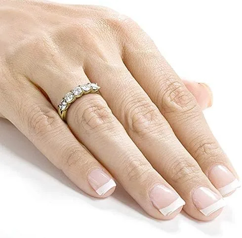 Vista 2 de Kobelli Alianza nupcial de cinco piedras de 45 quilates TGW redonda brillante cerca de moissanita incolora (GH) en oro amarillo de 14 k