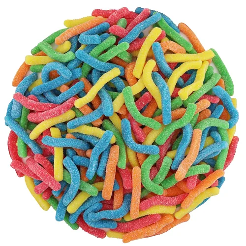 Vista 28 de FirstChoiceCandy Gusanos de gomita agridulce, varios sabores y colores sólidos (1 libra, frambuesa azul)