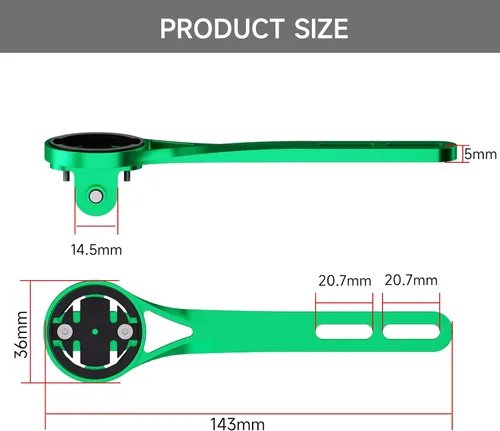 Vista 5 de Soporte para computadora de bicicleta, aleación de aluminio frontal compatible con Garmin, Wahoo, Bryton, Cateyer, cámara de acción deportiva y Verde
