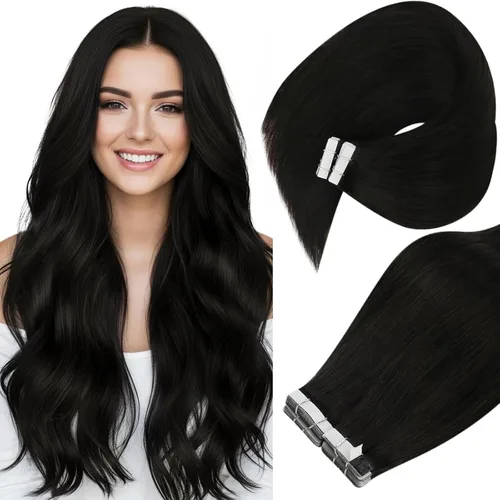 Vista 29 de Ve Sunny Extensiones de cabello humano real con cinta, cabello humano Remy, lacio, doble cara, color marrón oscuro, balayage, rubio dorado oscuro