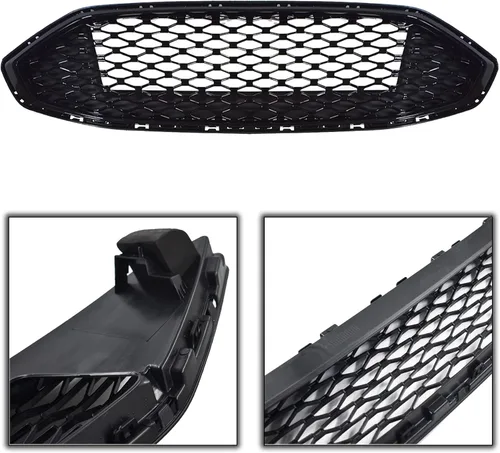 Vista 6 de munirater Parachoques delantero Parrilla Honeycomb Gloss Black Rejilla Reemplazo para Fusion 2017 2018