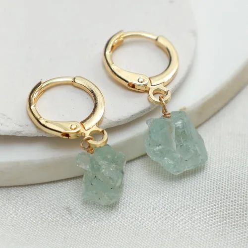 Vista 14 de Gempires Handmade Gemstone Hoop Earrings Raw Crystal Dangle Jewelry Hypoallergenic Gold Plated Lightweight Elegant Jewelry Gifts For Women