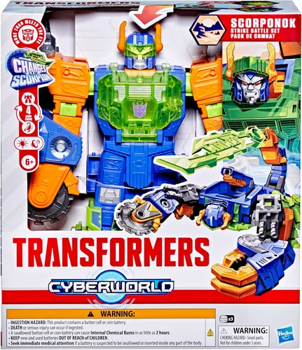 Vista 2 de Transformers CYBERWORLD - Juego de batalla Scorponok Strike, juego de figuras de acción de conversión con luces y sonidos, juguetes robot para niños