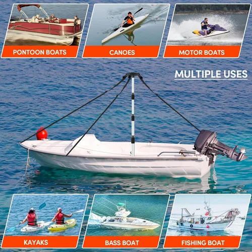 Vista 6 de Paquete de 2 postes de soporte para cubierta de barco, poste de soporte de aluminio ajustable en altura con base de goma antideslizante, sistema