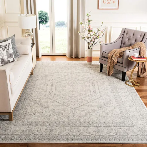 Vista 33 de SAFAVIEH ADR108B - Tapete de la colección Adirondack, 2 pies 1 pulgada x 6 pies, marfil y plateado, diseño de medallón oriental, no desprende