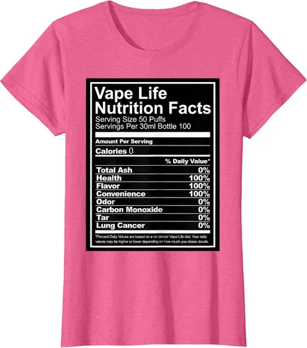 Vista 5 de Información nutricional de Vape Life - Camiseta Vaping - Camiseta Vaper Tee