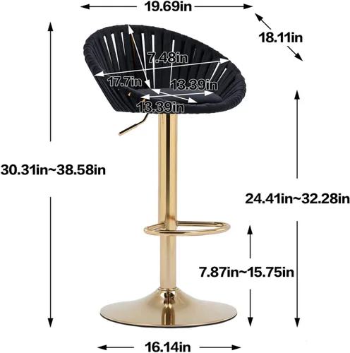 Vista 2 de Taburetes de bar modernos y ajustables giratorios, taburete de bar de cocina con respaldo, juego de 2, sillas de bar de estilo ocio, para isla