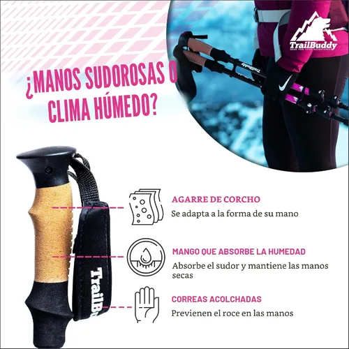 Vista 4 de TrailBuddy Trekking Poles – Lightweight 7075 Aluminum Hiking Poles for Women, Men & Seniors – Collapsible Walking Sticks for Travel, Trails & Balance