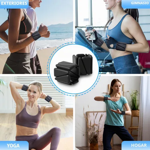 Vista 6 de T98 Wrist & Ankle Weights for Women Men, Wearable Wrist Weights Set of 2(1Lbs Each), Adjustable Arm Leg Bracelet Weights for Strength Training Negro