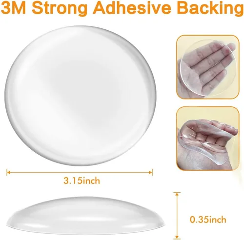 Vista 2 de Protector de pared para tope de puerta (paquete de 6) – Protector adhesivo reutilizable – Gel transparente, silencioso, absorbente de golpes