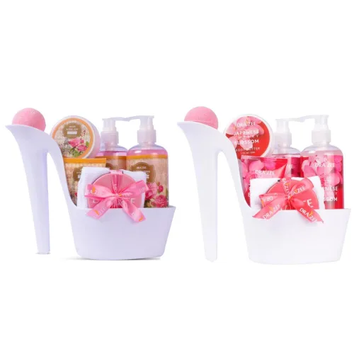 Vista 12 de Draizee Regalos de spa de lujo para mujer, juego de 2 canastas de spa con aroma de rosa y coco, gel de ducha, baño de burbujas, mantequilla