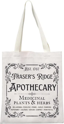 Vista 7 de GJTIM Libro de regalo inspirado en programas de televisión Mercancía Fraser's Ridge Apothecary Est. 1767 Bolsa de mano para los fanáticos de Jamie