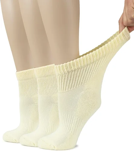 Vista 22 de Hugh Ugoli Calcetines tobilleros de algodón para mujer para diabéticos, anchos, sueltos, elásticos, puntera sin costuras, semiacolchado superior sin
