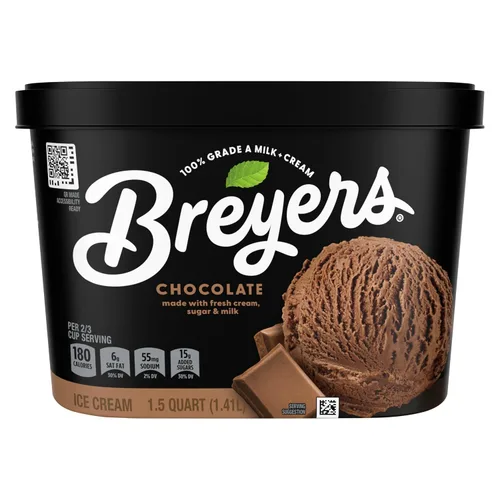 Vista 5 de Breyers Classics Helado para un delicioso postre congelado helado de chocolate hecho con leche y crema 100% grado A, 48 onzas
