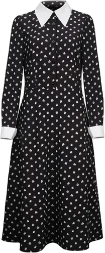 Vista 3 de FOGHORN Wednesday Addams Costume for Adult Women Kids Girls Long Sleeve Peter Pan Collar Black Dress Halloween Night Costume