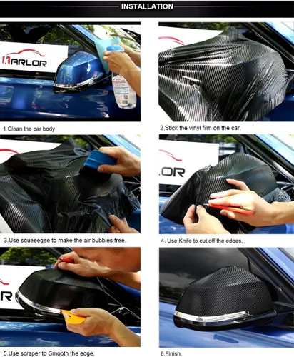 Vista 6 de LZLRUN Envoltura de vinilo de fibra de carbono 5D - Calificada para uso al aire libre y en automóviles - 1 pie x 5 pies Incluye espátula y aplicador