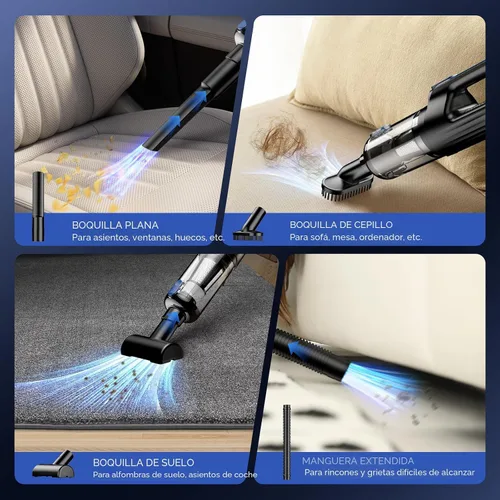 Vista 4 de MONOZEL Aspiradora de Coche Portátil Inalámbrica, 18000Pa 2 en 1 Aspiradora y Soplador de Aire, Motor sin Escobillas de 130W Aspiradora de Mano