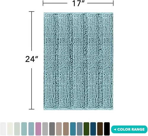 Vista 2 de Turquoize Alfombra de baño de chenilla de lujo para baño, extra absorbente, alfombra de ducha de microfibra antideslizante para baño, alfombra Aqua