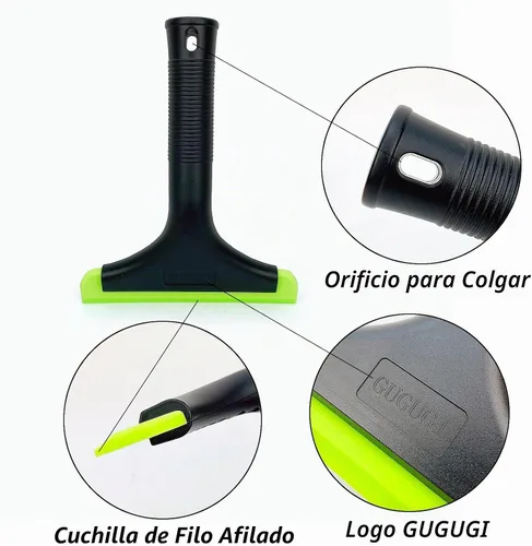 Vista 5 de Escobilla de silicona súper flexible, cuchilla de agua para auto, limpiador de agua, escobilla de ducha, cuchilla de 5.9 pulgadas y mango largo