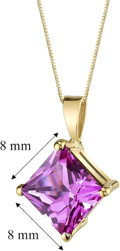 Vista 2 de Peora Colgante de oro de 14 quilates para mujer, solitario clásico de corte princesa de 0.315in en piedras preciosas auténticas y creadas, Metal