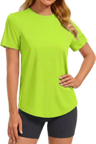 Vista 22 de PINSPARK Camisetas básicas de entrenamiento suaves para mujer, de manga Azul oscuro
