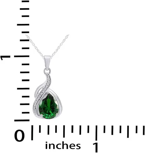 Vista 4 de Jewel Zone US 3.5 quilates de imitación verde esmeralda colgante collar de oro de 14 quilates sobre plata de ley