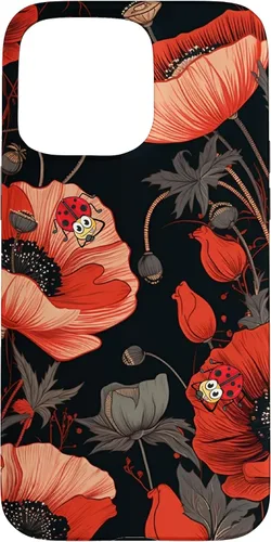 Vista 31 de Poppy Flower Ladybug Red & Black Pattern Case for iPhone 17