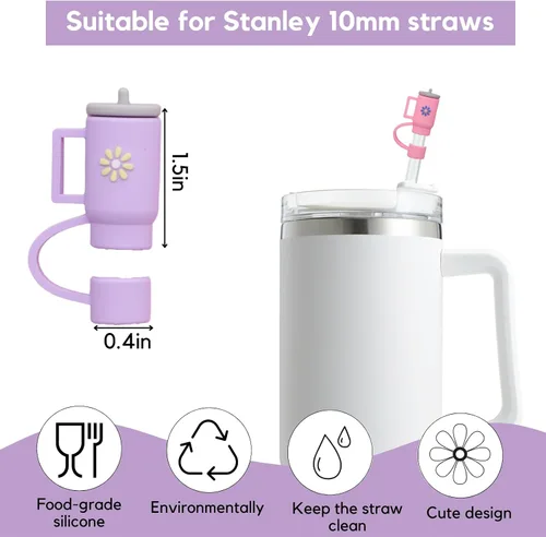 Vista 2 de Stanley - Fundas para pajitas – 6 piezas de silicona para vasos de 30 y 40 onzas, puntas de popote de 0.394 in