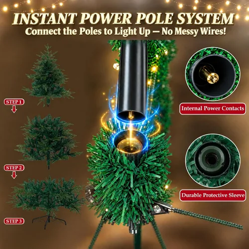 Vista 2 de Árbol de Navidad preiluminado de 6 pies, PVC+PE