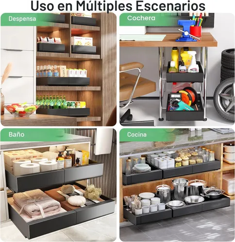 Vista 7 de Kitstorack Organizador de gabinete extraíble, expandible (12"-20") cajón deslizante resistente fijo con nano película adhesiva para ollas