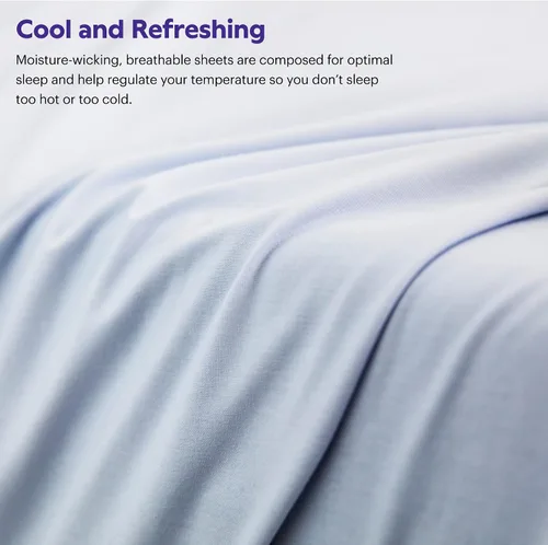 Vista 4 de Purple SoftStretch - Juego de fundas de almohada, tamaño estándar, mezcla de bambú, absorbe la humedad, suave como la seda, morado oscuro, se adapta