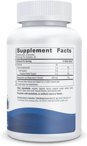 Vista 2 de Nordic Naturals Gomitas de magnesio para adultos, sabor a arándano y lavanda - 60 gomitas - Suplemento vegano de magnesio para la mente, el estado