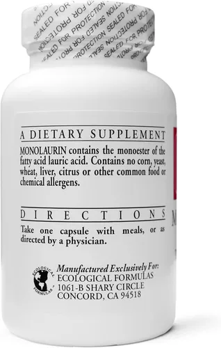 Vista 4 de Ecological Formulas Monolaurina de 600 mg - Dos botellas selladas individualmente 180