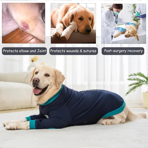 Vista 5 de Camisas para perro, protector de codo, patas delanteras, traje de recuperación para perro para dejar de lamer, funda para heridas poscirugía