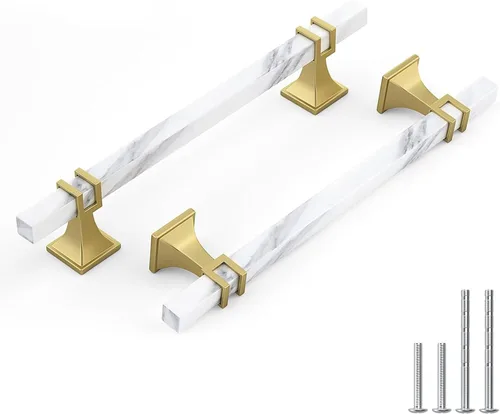 Vista 36 de Haliwu Paquete de 5 tiradores de gabinete con barra en T negra y dorada de 3 pulgadas, tiradores de puerta para armarios de cocina, manijas de zinc