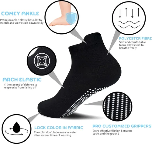 Vista 2 de HYCLES Calcetines antideslizantes para niños pequeños, 15 pares de calcetines antideslizantes de corte bajo para niños de 1 a 7 años, calcetines