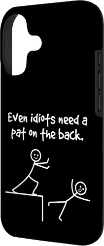 Vista 2 de Even Idiots Need A Pat On The Back Funny Stick Man Joke - Funda de regalo para iPhone 17